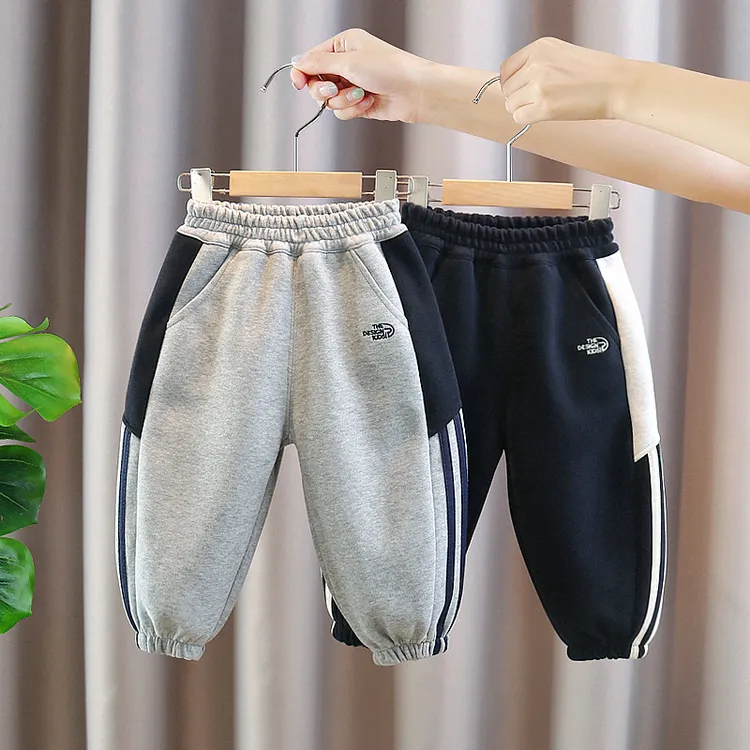 儿童针织卫裤运动春秋季童装男童休闲哈伦长裤中小童韩版拼色裤子