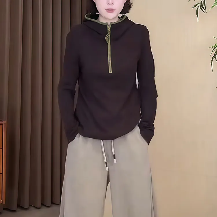 时尚休闲高级感连帽卫衣女2025秋冬新款套头显瘦百搭长袖内搭上衣