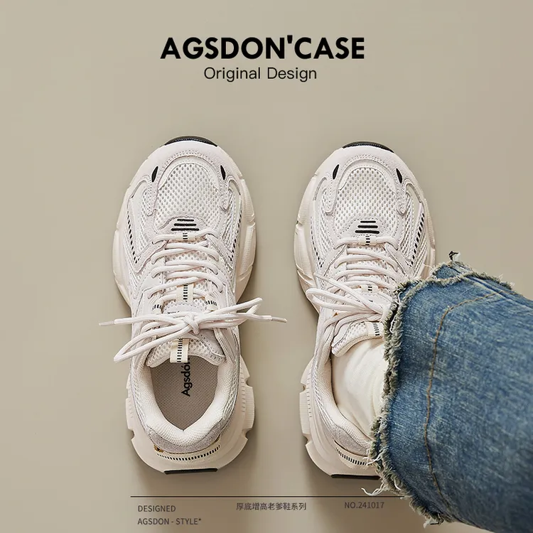 ~奥古狮登白色老爹鞋女2025新款秋冬爆款加绒增高显脚小运动女鞋W