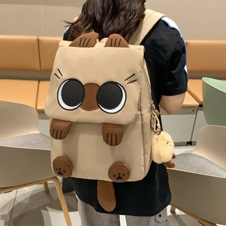 可爱卡通暹罗猫书包女初中生小众设计背包女生大学生高中生双肩包