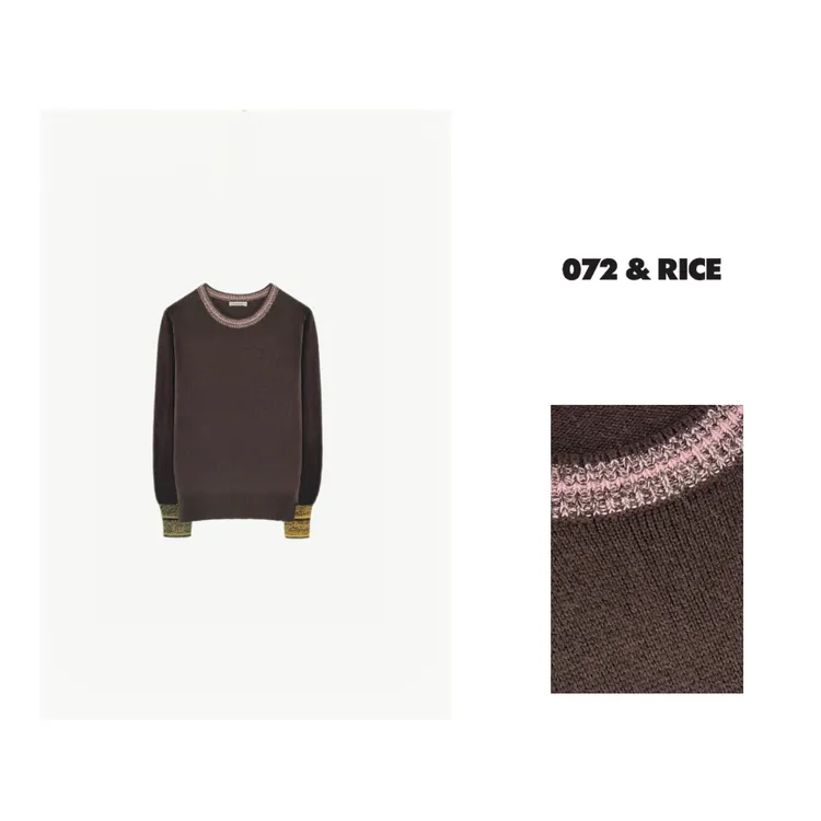 072 & RICE【鸳鸯】澳羚羊毛 秋季圆领撞色长袖针织衫 JH059