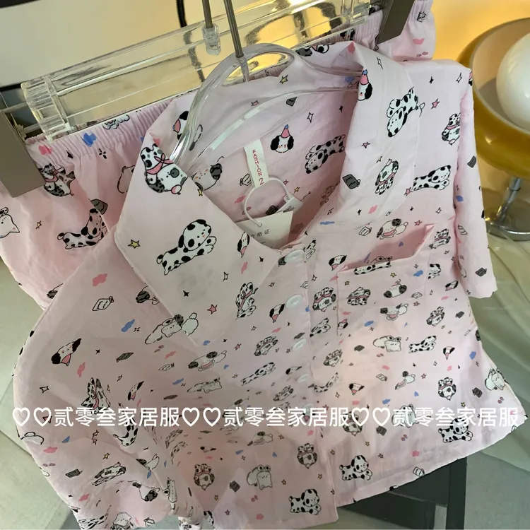 【糯粉小狗】日系甜美少女卡通学生党夏季短袖透气休闲家居服可外穿
