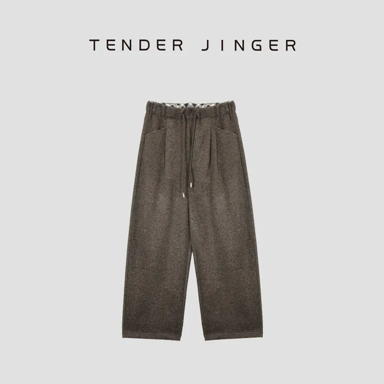Tender Jinger ｜线下专供 抽绳松紧腰小弯刀休闲裤T54SAI50285