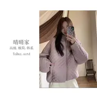 晴晴家-【心动穿搭】秋季韩系时尚保暖宽松菱形格连帽外套1507 