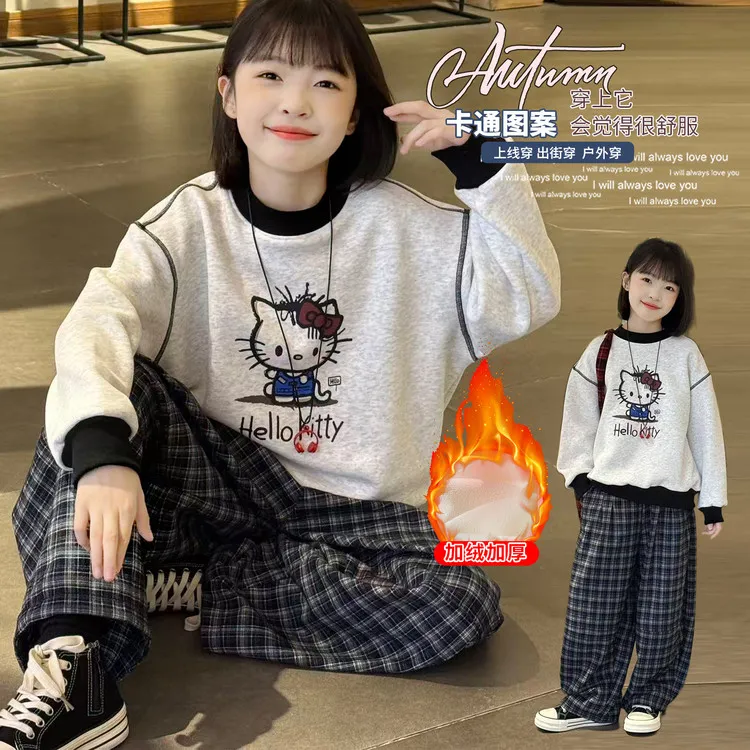 女童宝宝秋冬儿童衣服新款韩版宽松百搭卡通印花圆领长袖卫衣2027