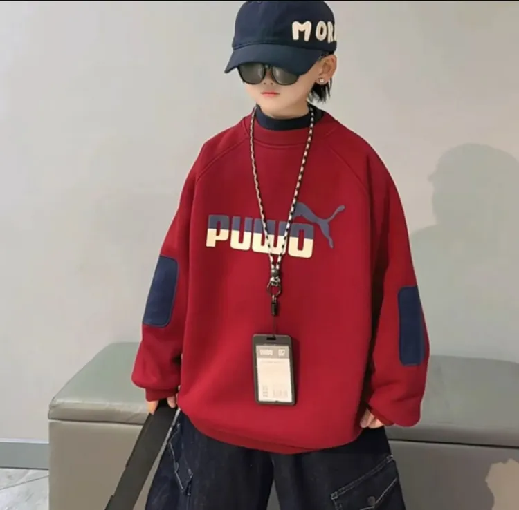 【加绒爆款卫衣】儿童保暖卫衣印花休闲纯色宽松男童卫衣中大童长袖