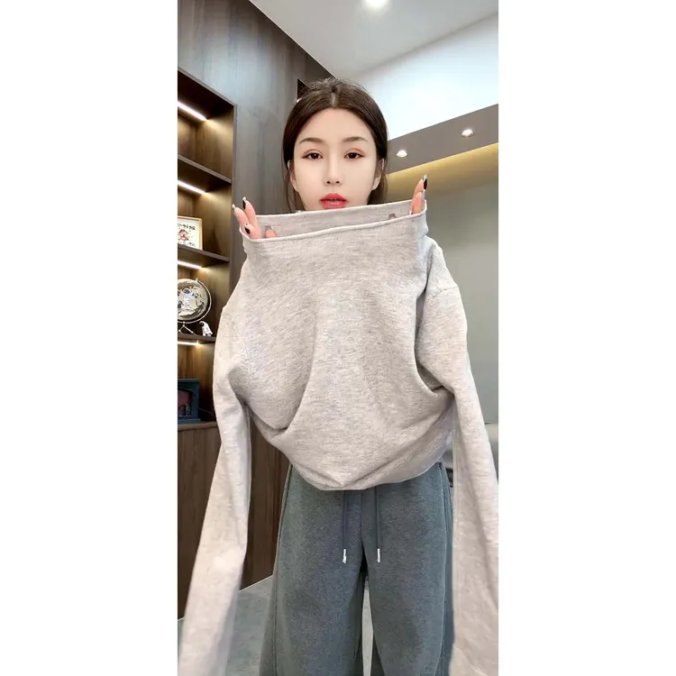 韩系洋气时尚彩色半高领长袖打底衫修身显瘦内搭打底上衣