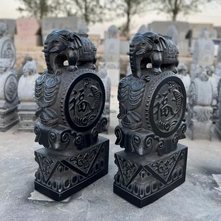 石雕门墩貔貅一对天然青石仿古新中式门口家用石头石鼓抱鼓石雕刻