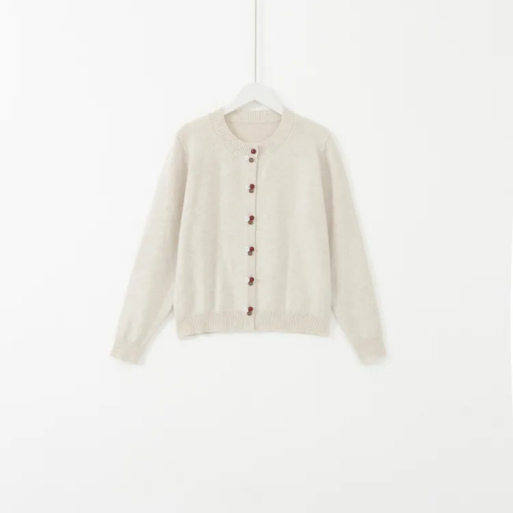 几里与麻 【小温柔】彩色排扣宽松针织开衫 衣长51胸围102 2121055