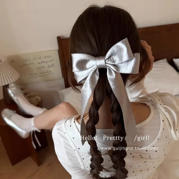 韩系芭蕾双层蝴蝶结鸭嘴夹大号抓夹女后脑勺盘发夹气质简约马尾夹