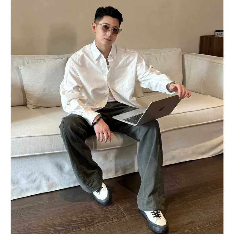 GP2 2025aw美式休闲水洗衬衣秋季男复古工装翻领百搭棉质长袖衬衫