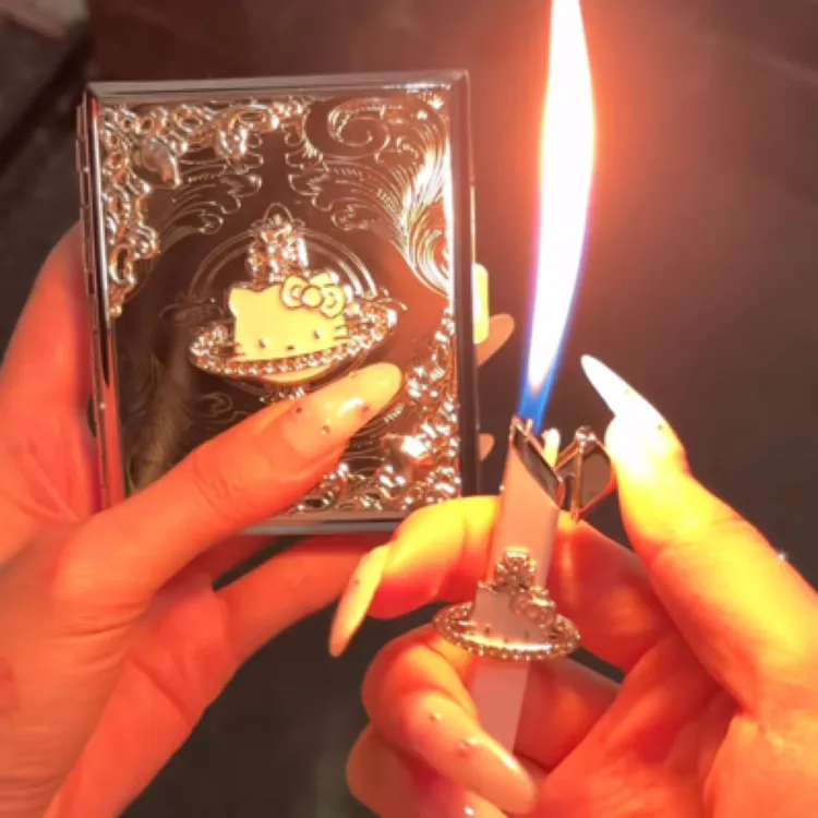 手作高颜值kitty土星金属小细条打火机适合男女送礼