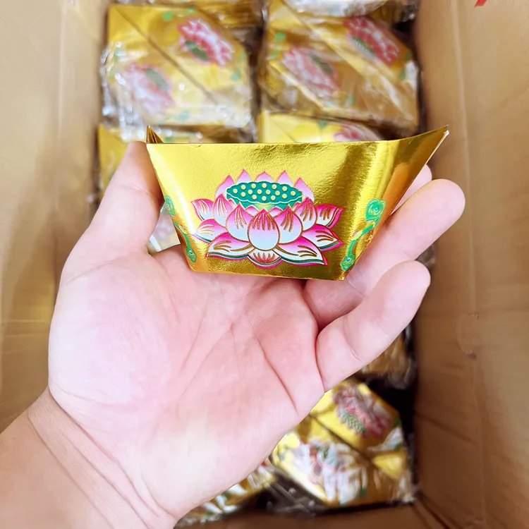 加厚彩印莲花款金纸金箔纸手工折纸元宝纸半成品多种规格可选