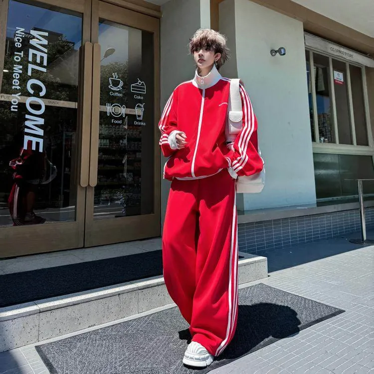 美式复古立领户外夹克外套男女宽松运动套装韩版潮牌时尚休闲情侣