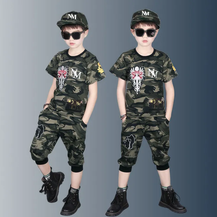 迷彩服儿童夏装套装男童中大童运动帅气军训衣服男孩特种兵训练服