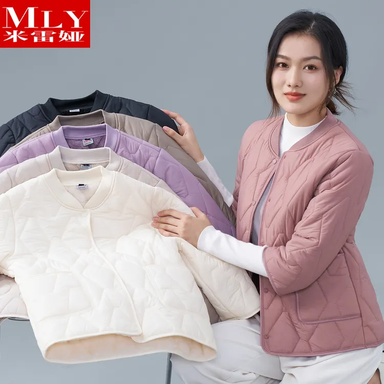 秋冬七分袖棉服女款爆款2025新款轻薄加绒小棉袄半袖内胆保暖棉衣