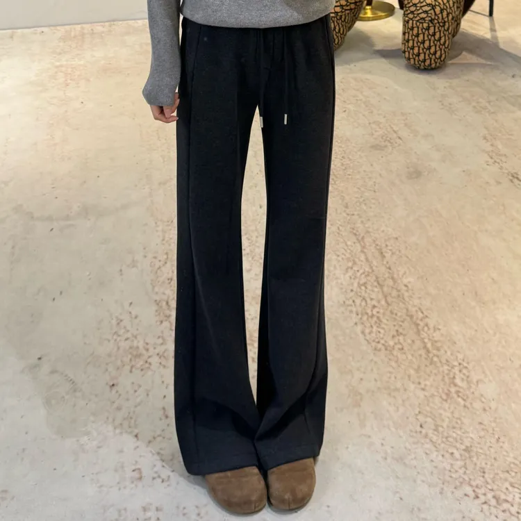 宿慕SUMU加绒加厚弯刀筒喇裤2025新款秋冬显瘦休闲裤长裤子5395