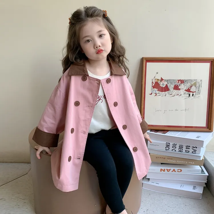 女童风衣外套春秋款2025新款儿童洋气时髦中长款韩版上衣秋装大衣