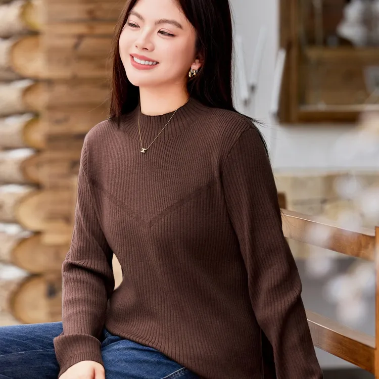 【显瘦气质半高领打底衫】MsShe大码女装新款冬优雅针织衫MH509078