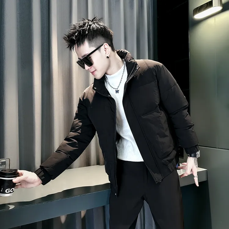 男士加厚修身棉服外套2025新款爆款痞帅棉衣冬季简约保暖立领棉袄