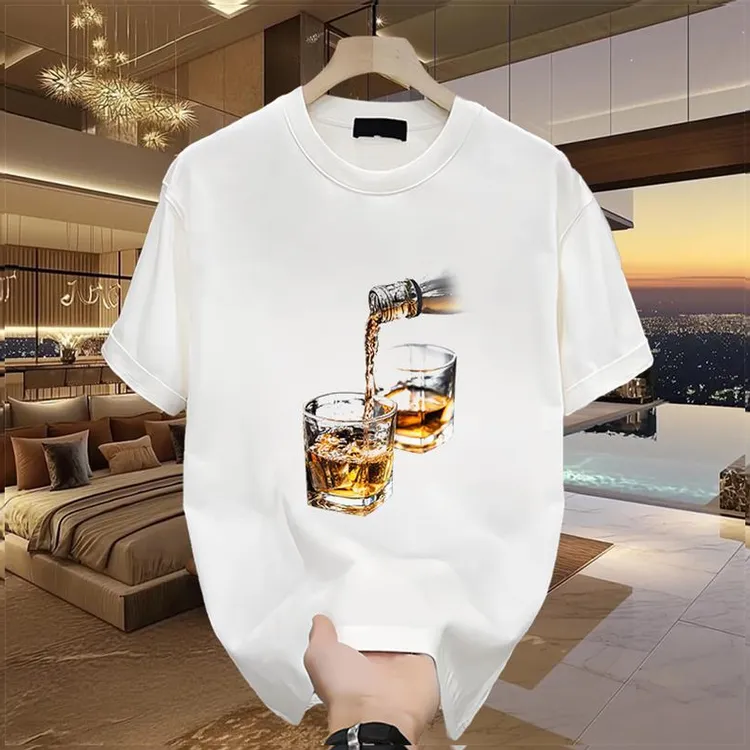 仓石一树潮流百搭圆领短袖t恤男士夏季2025新款印花宽松半袖体恤