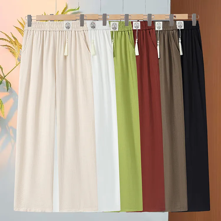 【正版樱花裤】直筒裤夏季休闲裤垂感百搭显瘦妈妈清凉时尚阔腿裤女