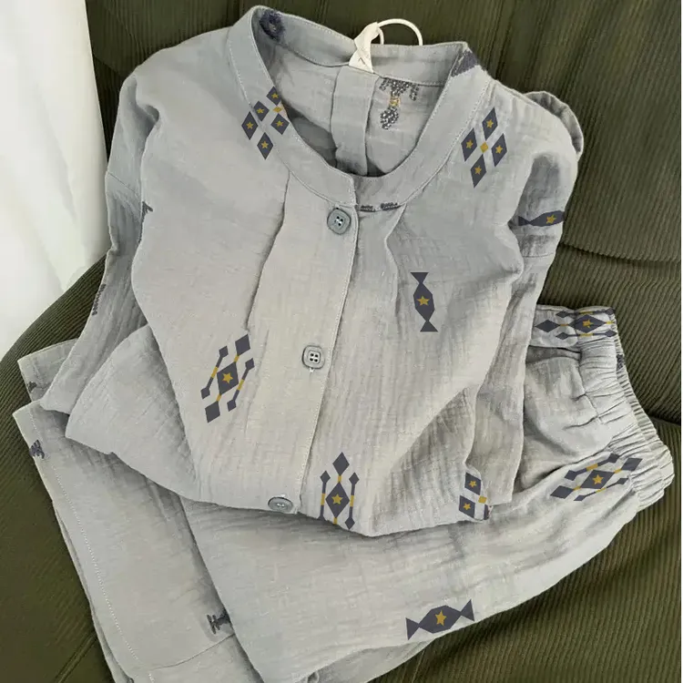 【新中式碎花】国风蓝色睡衣女春秋季新款长袖大码家居服套装可外穿