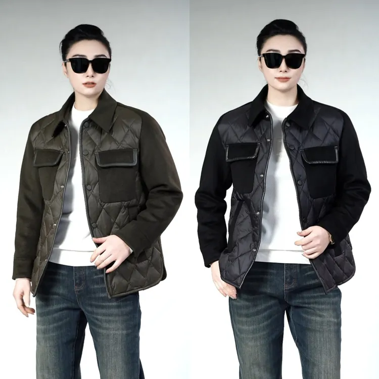 男士鹅绒羊毛拼皮羽绒夹克3513冬季男款羊毛拼皮轻奢羽绒夹克/酷