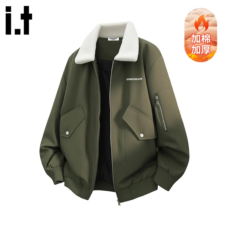 i.t:CHOCOOLATE翻领棉衣夹克男士2025秋冬季新款加厚保暖抗寒棉服