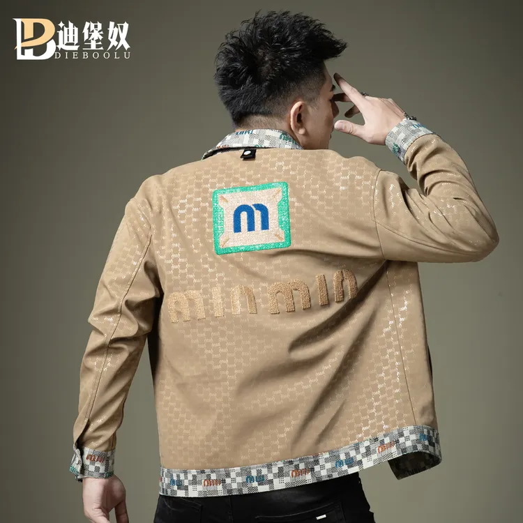 欧货2025新款秋季潮牌字母刺绣翻领夹克男士休闲宽松百搭外套上衣