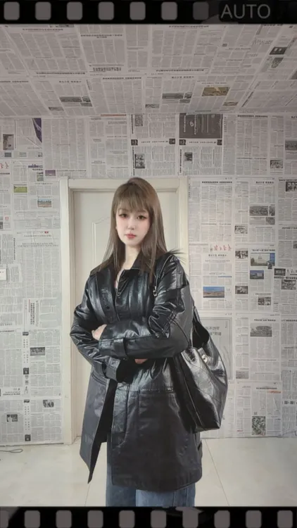 S E 老钱风头层牛皮油蜡 中长款鹅绒服可拆卸皮衣外套