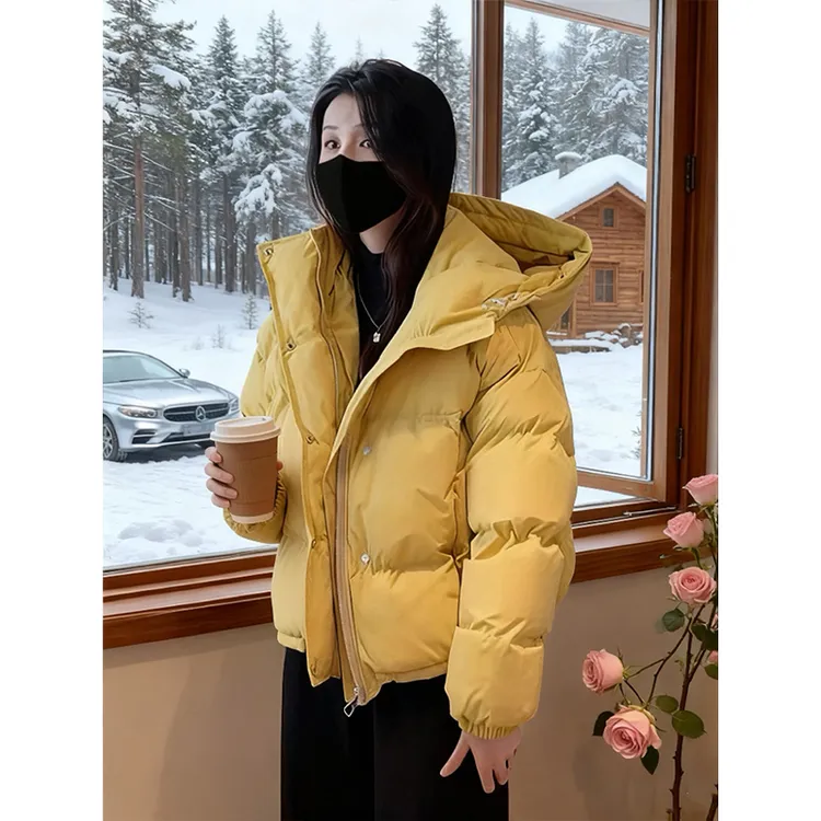 超好看连帽短款棉服女冬季韩系小个子时尚加厚棉衣棉袄面包服外套