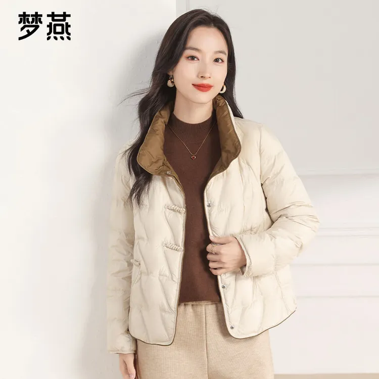 梦燕秋冬女休闲时尚立领轻薄短款极简风羽绒服保暖外套CY02B5009