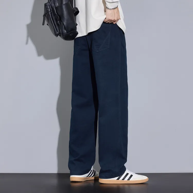 Kuvine2025冬季新款老钱风宽松直筒美式潮牌加绒加厚男士休闲长裤