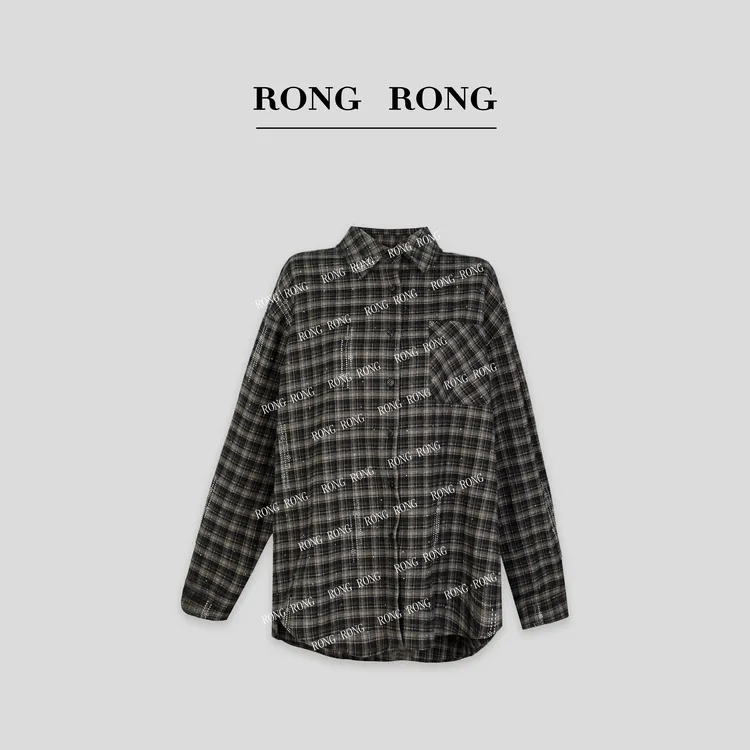 溶溶【文艺少女】RONGRONG   经典撞色格子森系衬衣RR207-1