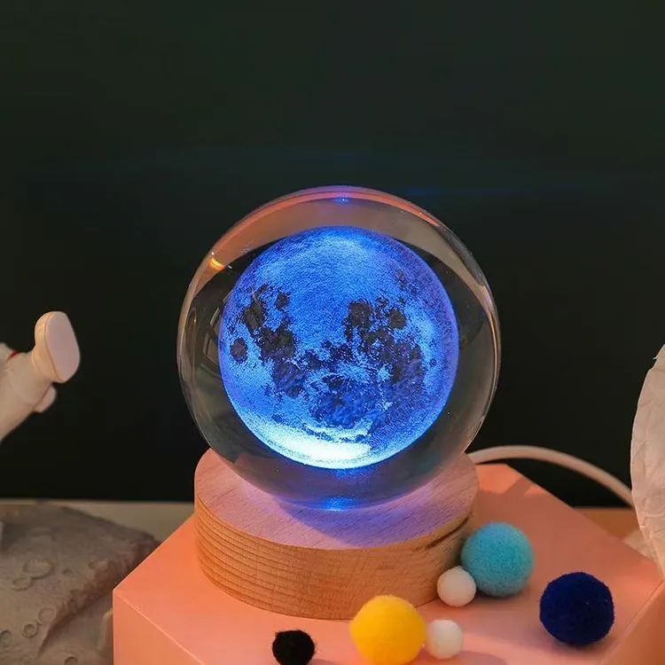 水晶球小夜灯毕业送友礼物送同学星系太阳系月球生日礼物毕业礼物