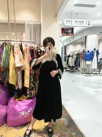 深圳1305新中式国风改良旗袍裙丝绒刺绣连衣裙长裙百搭裙子
