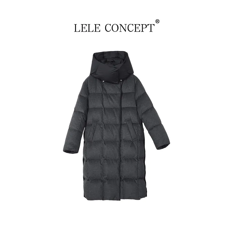 LELE CONCEPT【冬日来信】保暖休闲连帽女士长款鹅绒服FY25D0009W