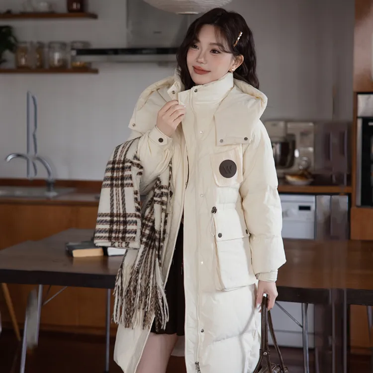 加肥加大码200斤胖mm羽绒服女白鸭绒中长款时尚休闲简约经典百搭