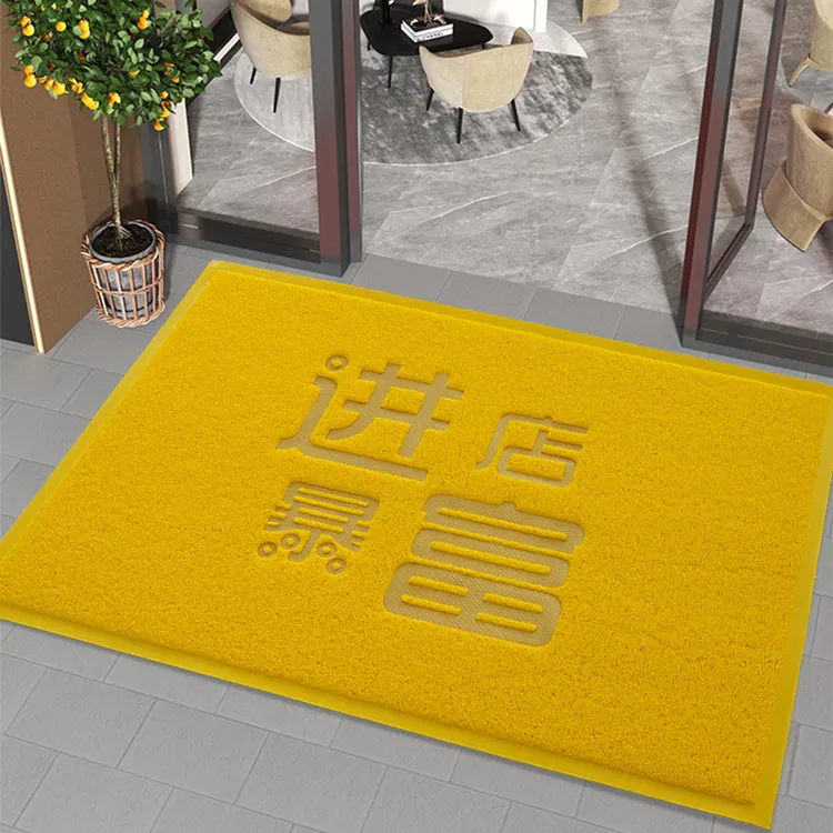 2025新款黄色防滑丝圈入户门垫商用店铺欢迎光临除尘迎宾地垫室外