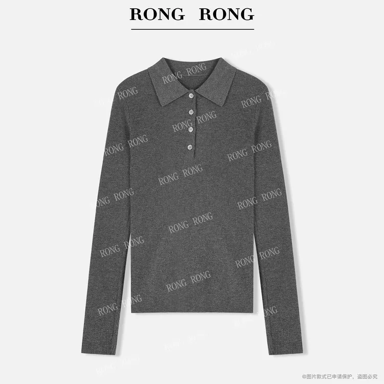 溶溶【暮色暖茶】RONGRONG绵羊毛桑蚕丝混纺亲肤感针织打底衫250281