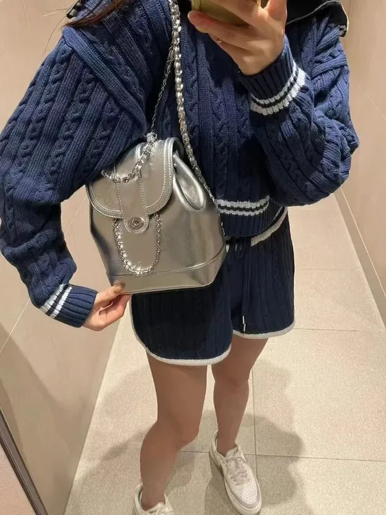 小香风链条双肩包包女2025新款高级质感小众软皮单肩小背包春夏季