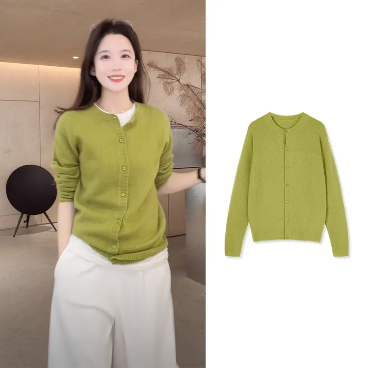 Z.blues【冬日色彩】羊毛羊绒 单排扣开襟毛衣YZDFDG0320