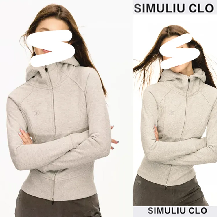 美式复古街头风修身连帽拉链开衫卫衣女春秋运动瑜伽服上衣外套潮