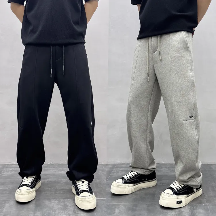 2025秋冬高品质宽松运动长裤男士加绒休闲弯刀阔腿裤可束脚卫裤