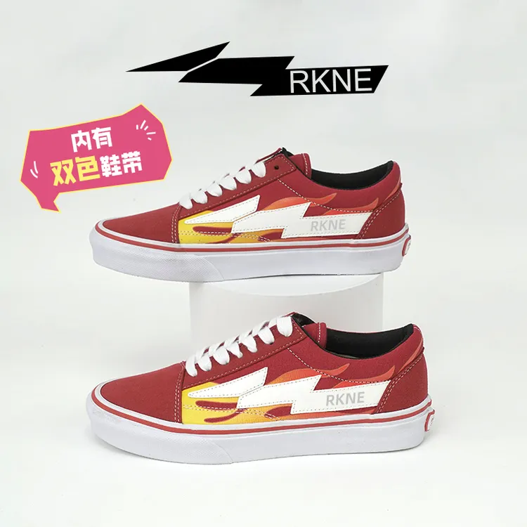 REVENGE X STORM FLAME OS复仇风暴闪电火焰男女潮流滑板帆布板鞋