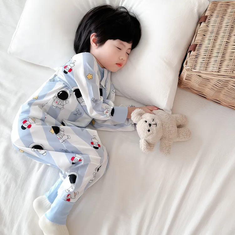 男孩秋冬A新款长袖宝宝三头拉链式分腿纯棉防惊跳恒温睡袋防踢被