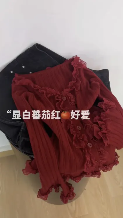 2025秋季新款法式复古蕾丝拼接针织开衫女甜美修身显瘦长袖上衣潮