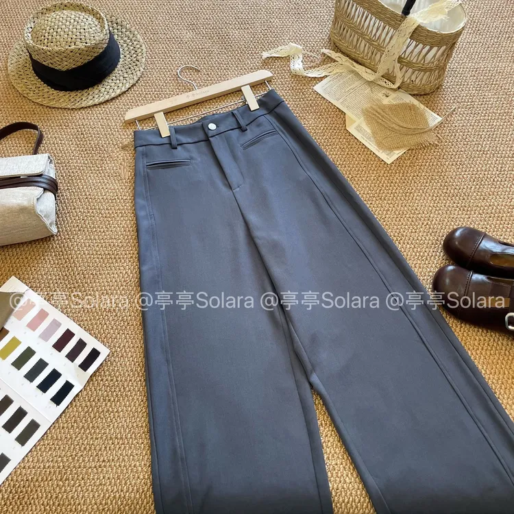 Solara【西城旧事】高腰垂感西装阔腿裤新款百搭薄款直筒休闲裤