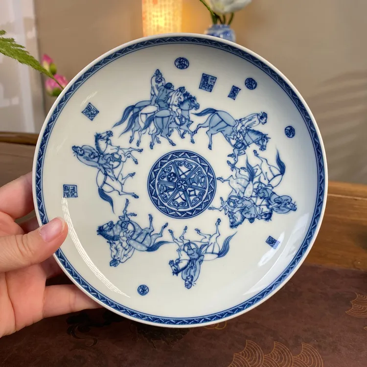 【记石柴窑】五王醉归图壶承 景德镇纯手工手绘茶器茶具